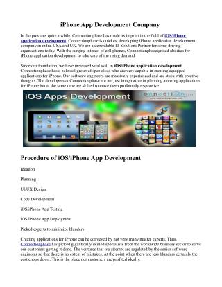 Best iOS Application Development Company in india - Connectionphase