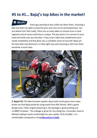 #5 to #1... Bajaj’s top bikes in the market!