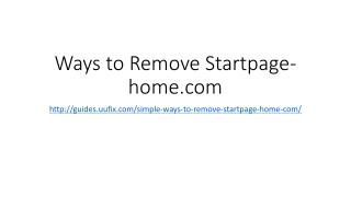 Ways to remove startpage home.com