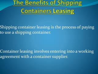 Shipping Container Leasing Is A Profitable Investment