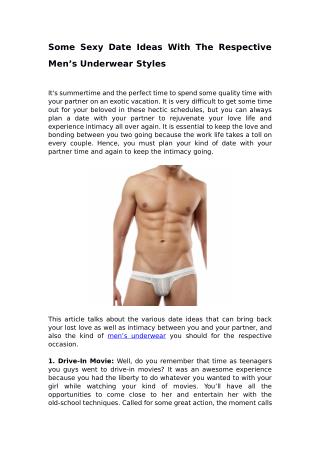 Some Sexy Date Ideas With The Respective Men’s Underwear Styles