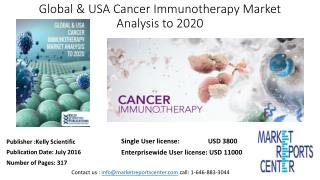 GLOBAL & USA CANCER IMMUNOTHERAPY MARKET ANALYSIS TO 2020
