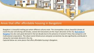 Areas that offer affordable housing in Bangalore