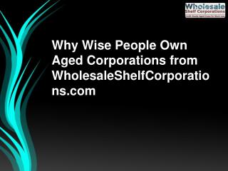 Why Wise People Own Aged Corporations from WholesaleShelfCorporations.com