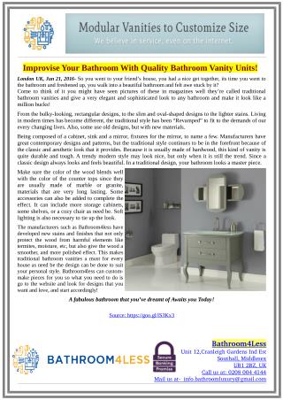 Improvise Your Bathroom With Quality Bathroom Vanity Units!