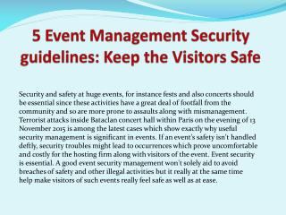 5 Event Management Security guidelines: Keep the Visitors Safe