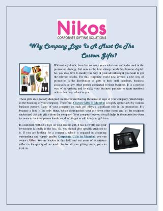 Why Company Logo Is A Must On The Custom Gifts