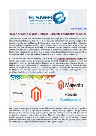 Take New Levels to Your Company - Magento Development Solutions