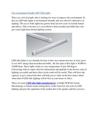 Get environment friendly LED Tube lights