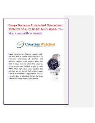 Omega Seamaster Professional Chronometer 300M 212.30.41.20.03.001 Men’s Watch: The blue, essential three-hander