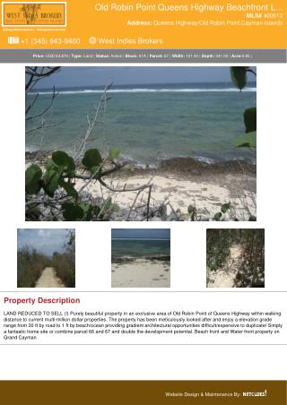 Old Robin Point Queens Highway Beachfront - Land For Sale In Cayman Islands