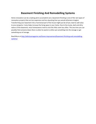 Basement Finishing And Remodelling Systems