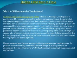 OnSite CRM Best In Class