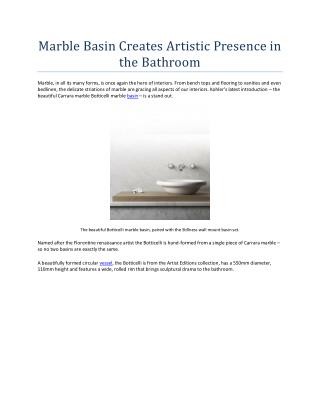 Marble Basin Creates Artistic Presence in the Bathroom