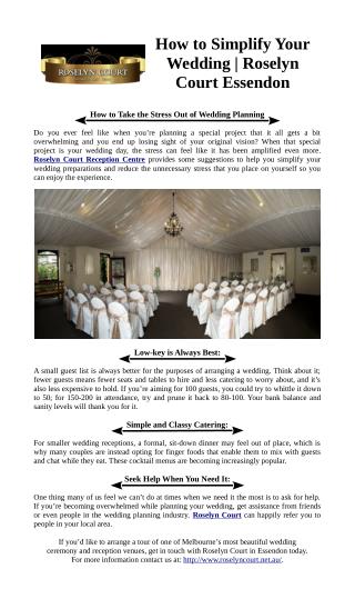 How to Simplify Your Wedding | Roselyn Court Essendon