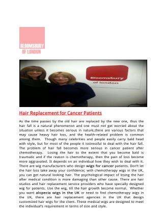 Hair Replacement for Cancer Patients