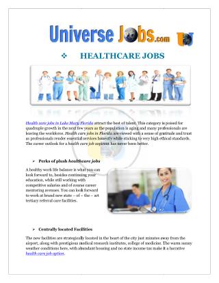 HEALTHCARE JOBS