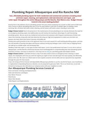 Plumbing Repair Albuquerque