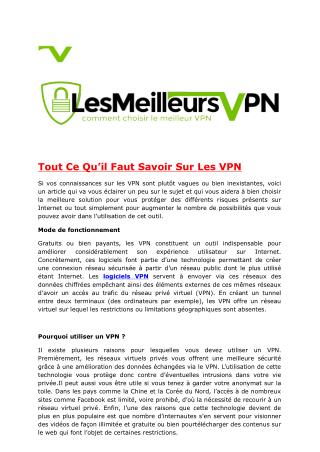 Tout Ce Qu’il Faut Savoir Sur Les VPN