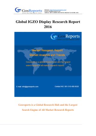 Global IGZO Display Market Research Report 2016