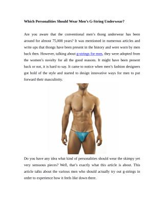 Which Personalities Should Wear Men’s G-String Underwear?