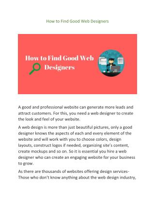 How to Find Good Web Designers