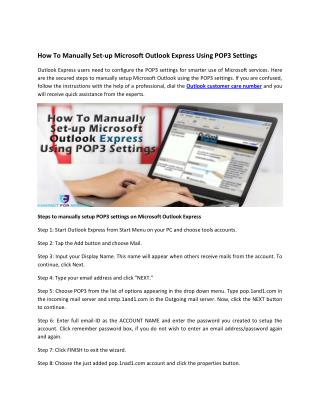 How To Manually Set-up Microsoft Outlook Express Using POP3 Settings