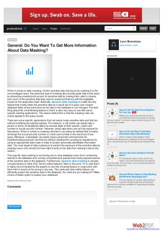 Do You Want To Get More Information About Data Masking?