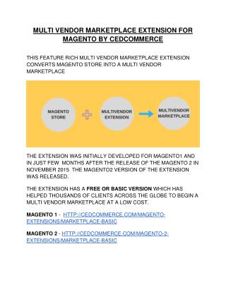MAGENTO MULTIVENDOR MARKETPLACE EXTENSION -BRIEF OVERVIEW
