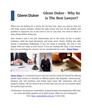 Glenn Duker - Why he is The Best Lawyer?
