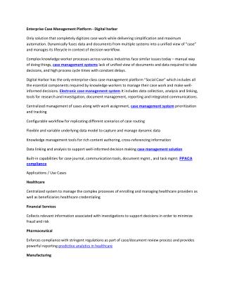 Enterprise Case Management Platform - Digital harbor