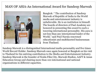 MAN OF ASIA-An International Award for Sandeep Marwah