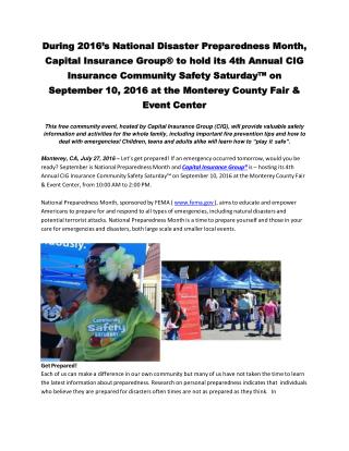 During 2016’s National Disaster Preparedness Month, Capital Insurance Group®