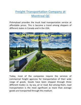 Freight Transportation Company at Montreal QC