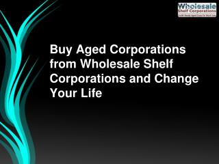 Buy Aged Corporations from Wholesale Shelf Corporations and Change Your Life