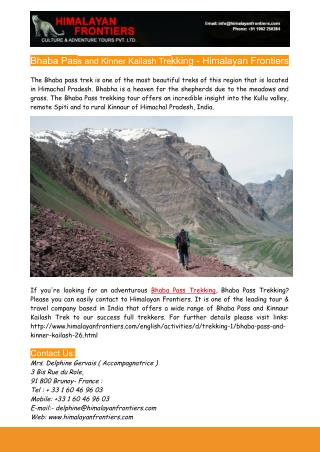 Bhaba Pass and Kinner Kailash Trekking