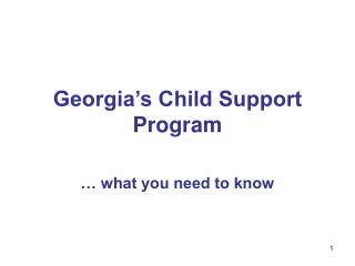 Georgia’s Child Support Program
