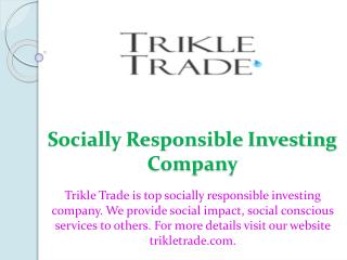 Socially Responsible Investing Company