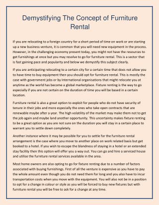 Demystifying The Concept of Furniture Rental