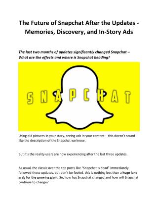 Snapchat Adds 'Memories' Section to Save Snaps and Stories for Later