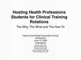 Hosting Health Professions Students for Clinical Training Rotations
