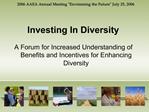 Investing In Diversity