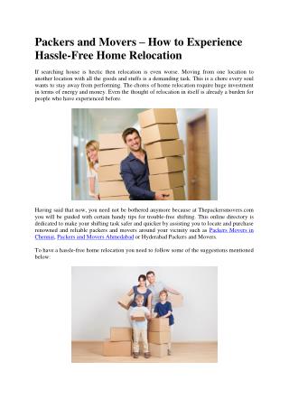Packers and Movers – How to Experience Hassle-Free Home Relocation
