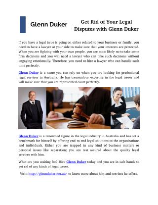 Get Rid of Your Legal Disputes with Glenn Duker