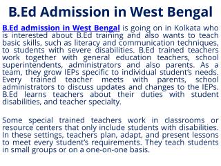 B.Ed Training in West Bengal