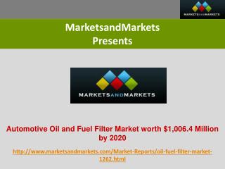 Filter Market worth $1,006.4 Million by 2020