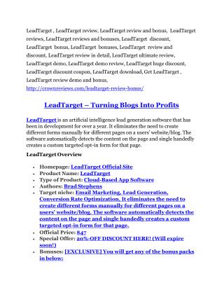 LeadTarget review in particular - LeadTarget bonus