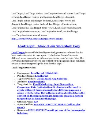 LeadTarget review and sneak peek demo