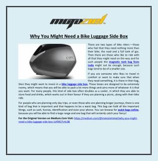 Why You Might Need a Bike Luggage Side Box