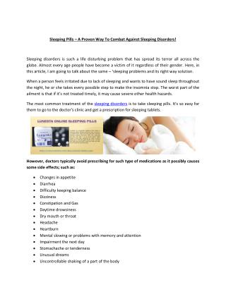 Sleeping Tablets – The Proven Solution Of Sleeping Disorders